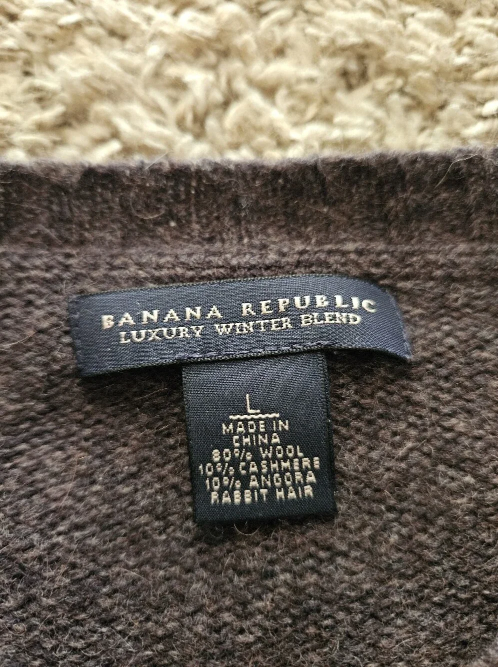 Banana Republic Luxury Winter Blend Men's Brown Cashmere Wool Sweater Size Large